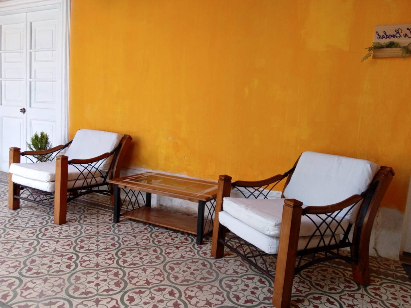 Courtyard lounge area with traditional flooring